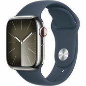 Apple Watch Series 9 GPS + Cellular, srebrno kucište od nehrdajuceg celika od 41 mm sa sportskim remencicem Storm Blue - M/L