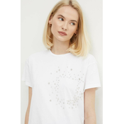 Bombažna kratka majica Sisley ženski, bela barva
