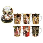 Carmani, komplet 6 skodelic 330 ml v okrogli škatli - Gustav Klimt, mešanica
