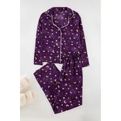 Trendyol Purple Galaxy Patterned Viscose Woven Pajama Set