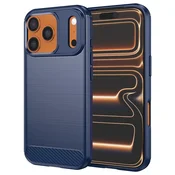 TPU gel ovitek Brushed Carbon za iPhone 17 Pro Max - moder