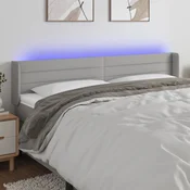 Vidaxl vidaXL Vzglavje postelje z LED svetlo sivo 163x16x78/88 cm blago