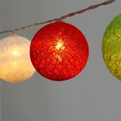 Iris Spherical 6 cm/šareno tkani/1,5 m/crveno-bijelo-zeleno/10 kom. LED/USB lanac lampica, svjetlosna dekoracija 104-16