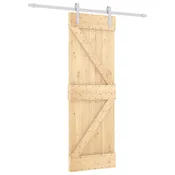 Vidaxl Drsna vrata Naravna in bela 70 x 210 cm Masiven borov les
