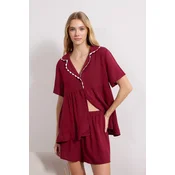 Trendyol Kratke hlače za spanje bordo / bela
