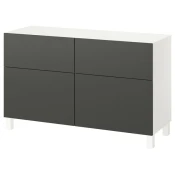 BESTA Komb.odlaganje s vratima/fiokama, bela/Lappviken/Stubbarp tamnosiva, 120x42x74 cm