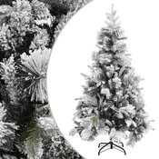 VIDAXL novoletna jelka s snegom in storži (PVC in PE), 195cm