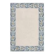Plavi/boje slonovace rucno raden tepih od mješavine vune 200x290 cm Myla Floral Frame – Flair Rugs