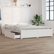 vidaXL Posteljni okvir s predali bel 140x190 cm