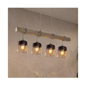 Brilagi - Viseči lestenec na kablu WOOD GLASS 4xE27/60W/230V borovica/siva/dimna rjava