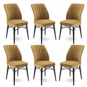 HANAH HOME Set 6 stolica Flex Cappuccino Black