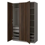 PAX/STORKLINTA Garderobni sestav, temno siva/temno rjava imitacija luženega hrasta, 150x60x236 cm