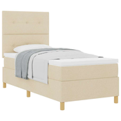 vidaXL Postelja z vzmetnico z vzmetnico krema 80 x 200 cm blago