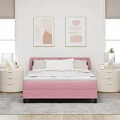 vidaXL vidaXL Box Spring Postelja s Blazino Roza 140x190 cm Žamet, (22051969)