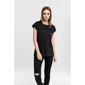 Womens T-shirt with extended shoulder black
