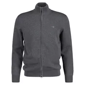 Gant za moške. 8030164 Priložnostna bombažna jopica z zadrgo v sivi barvi (3XL), Priložnostno, Siva, Dolg rokav