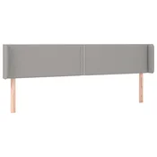 Vidaxl Vzglavje z ušesi svetlo sivo 203x16x78/88 cm blago
