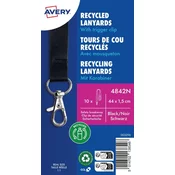 Avery Zweckform trakovi za identifikacijske kartice 4842N. Material 100 % rPET (reciklirana plastika), barva črna, velikost 15 x 440 mm.