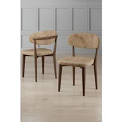 Hanah Home set trpezarijskih stolica Onex 2 kom, kapucino bukle tkanina, drvene noge boje oraha