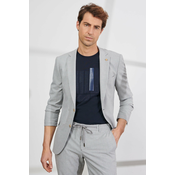 ALTINYILDIZ CLASSICS Mens Gray Slim Fit Slim Fit Monocollar See-through Patterned Suit.
