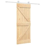 Vidaxl Drsna vrata Naravna in bela 80 x 210 cm Trdna borovina