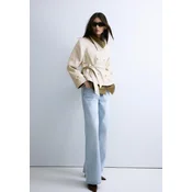 Stradivarius Baloner S Visokim Ovratnikom Od Umjetne Kože Ecru Xl