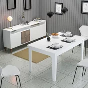 Hanah Home Set trpezarijski sto i komoda Milan 527, 2 komada, Beli