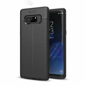 Elegantna gel maska Elite Guard s teksturom kože i zaštitom rubova za Samsung Galaxy Note 8 - obsidian black