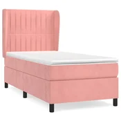 Vidaxl Box spring postelja z vzmetnico roza 100x200 cm žamet