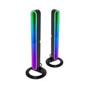 Set 2x LED RGBIC prigušiva stona lampa LED/5W/5V crna + daljinski upravljac