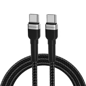 WOZINSKY Opleten kabel USB-C – USB-C PD 65 W, 2 m, črn