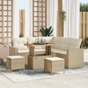 8-komadni vrtni sofa set s jastučićima bež poly ratan akacija