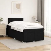 vidaXL Postelja boxspring z vzmetnico Črna 120 x 200 cm Blago