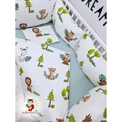 Bubamara037 Set za krevetac sa ogradicom od jastuka Šuma, sa lastišom, Beli
