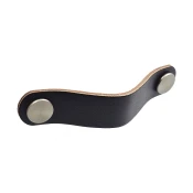 Ročaj iz usnja 138x25x10mm Črna/polirana nickel-satén Črna