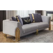 Casa Padrino luxury sofa gray/gold 230 x 90 x H. 77 cm - Living room sofa - Hotel sofa - Living room furniture - Hotel furniture - Luxury furnishings - Luxury living room furniture