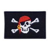 shumee Našitek piratske zastave - Veseli Roger z ruto - Podloga za likanje/toplotno varjenje - Vezen našitek/značka/emblem
