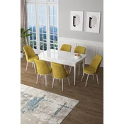 Hanah Home Set Trpezarijski sto i 6 stolica Zen, Žuto-beli