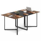 Costway Konferenčna miza 180x90 cm rustikalno rjava in črna