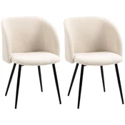 HOMCOM HOMCOM Jedilni stoli, poliester, jeklo 55D x 62Š x 80V cm, krem bel, (5000242689)