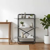 vidaXL Knjižna polica 3 ravni 100 x 35 x 105 cm PB Siva Sonoma