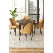 Hanah Home Set Trpezarijski sto i 4 stolice, Oker-braon