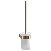 PIRENEI Stenska straniščna ščetka, mat steklo, zlata mat - Zlata mat barva - 85x379x105 mm - Gedy - PIRENEI - 120 - Steklo; zlitina - Ščetka za stranišče - Krožni - PVD premaz - 85 - 379 - 105 - 14