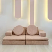 Atelier del Sofa Dvosed na razvlacenje Puzzle 140x46x70cm Roze