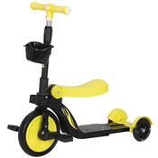 Multifunkcionalni tricikl 3 u 1 Ocie - Bicikl za ravnotežu, romobil i skuter Fire, žuti