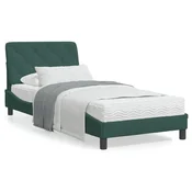 shumee vidaXL Posteljni okvir brez vzmetnice temno zelen 90x200 cm žamet