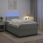 vidaXL Postelja boxspring z vzmetnico Svetlo siva 120 x 200 cm Žamet