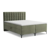 Zelena boxspring postelja s prostorom za shranjevanje 140x200 cm Puhala – Makamii