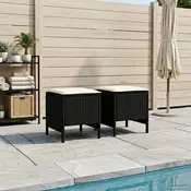 Vrtni otoman 2 Komad Crna i Krema 38 x 38 x 45 cm PE ratan