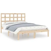 Vidaxl Posteljni okvir iz trdnega lesa 135x190 cm